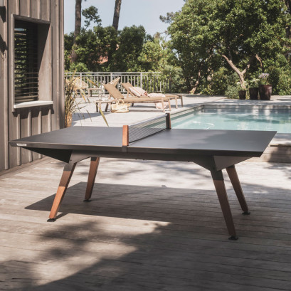 Play-Style Origin Medium Outdoor Ping-Pong Table by the pool