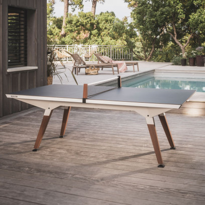 Play-Style Origin Medium Outdoor Ping-Pong Table by the pool