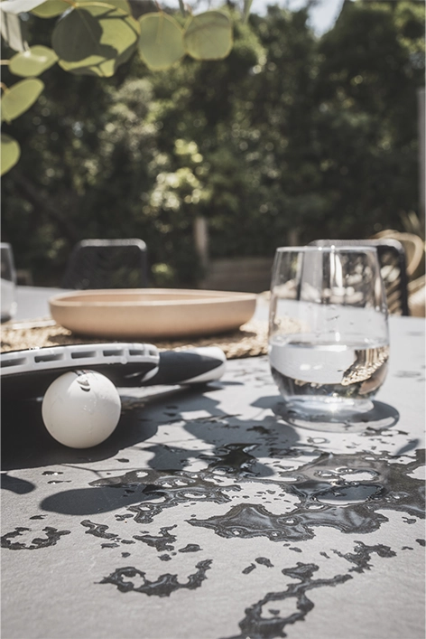 Phoot de la table de ping-pong Play-Style, avec une assiette, un verre, ue raquette de ping et une balle
